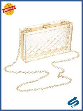 Acrylic Clear Clutch Purse with Detachable Chain Strap Evening Handbag Women